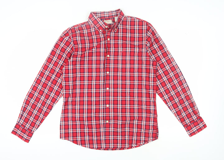 Dockers Men's Red Plaid Long Sleeve Shirt M