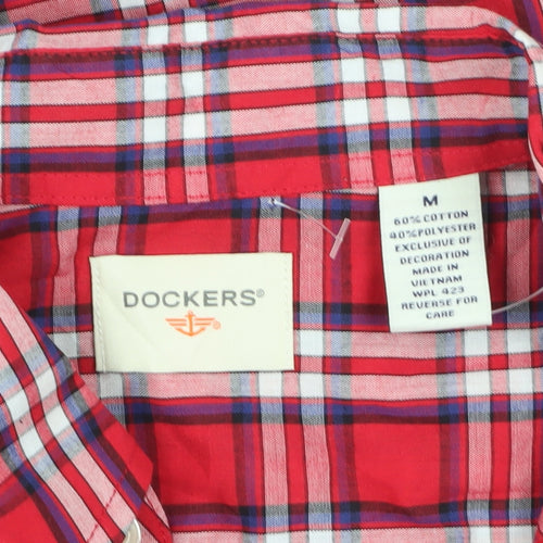Dockers Men's Red Plaid Long Sleeve Shirt M