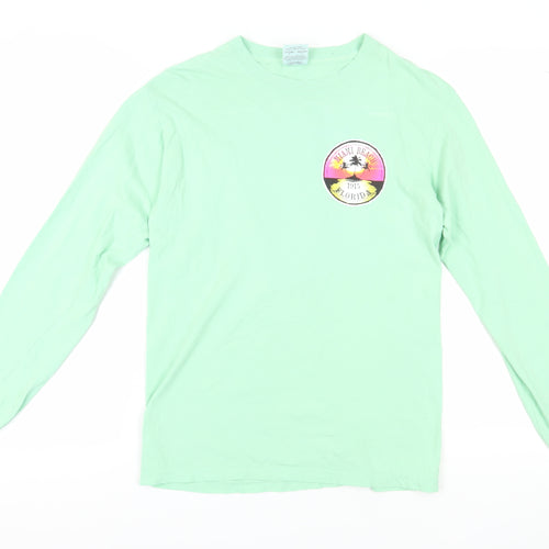 Comfort Colors Men's Green Long Sleeve Beach T-Shirt - Small