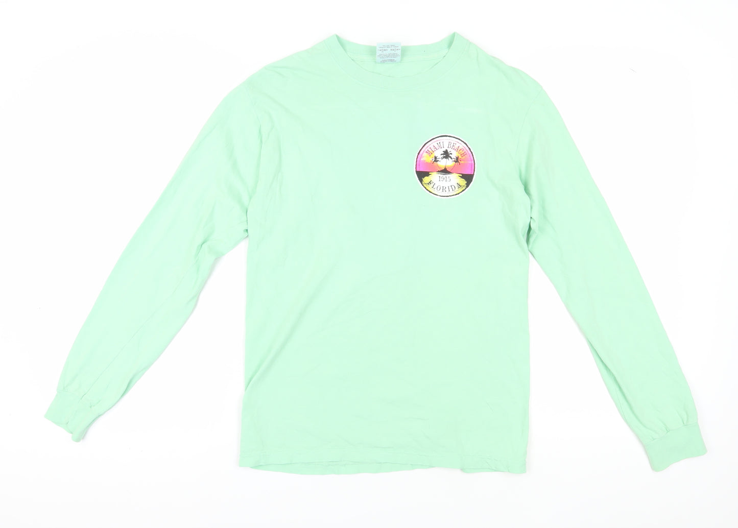 Comfort Colors Men's Green Long Sleeve Beach T-Shirt - Small