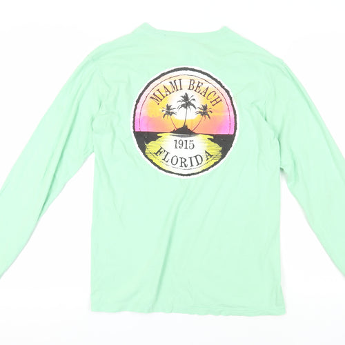 Comfort Colors Men's Green Long Sleeve Beach T-Shirt - Small