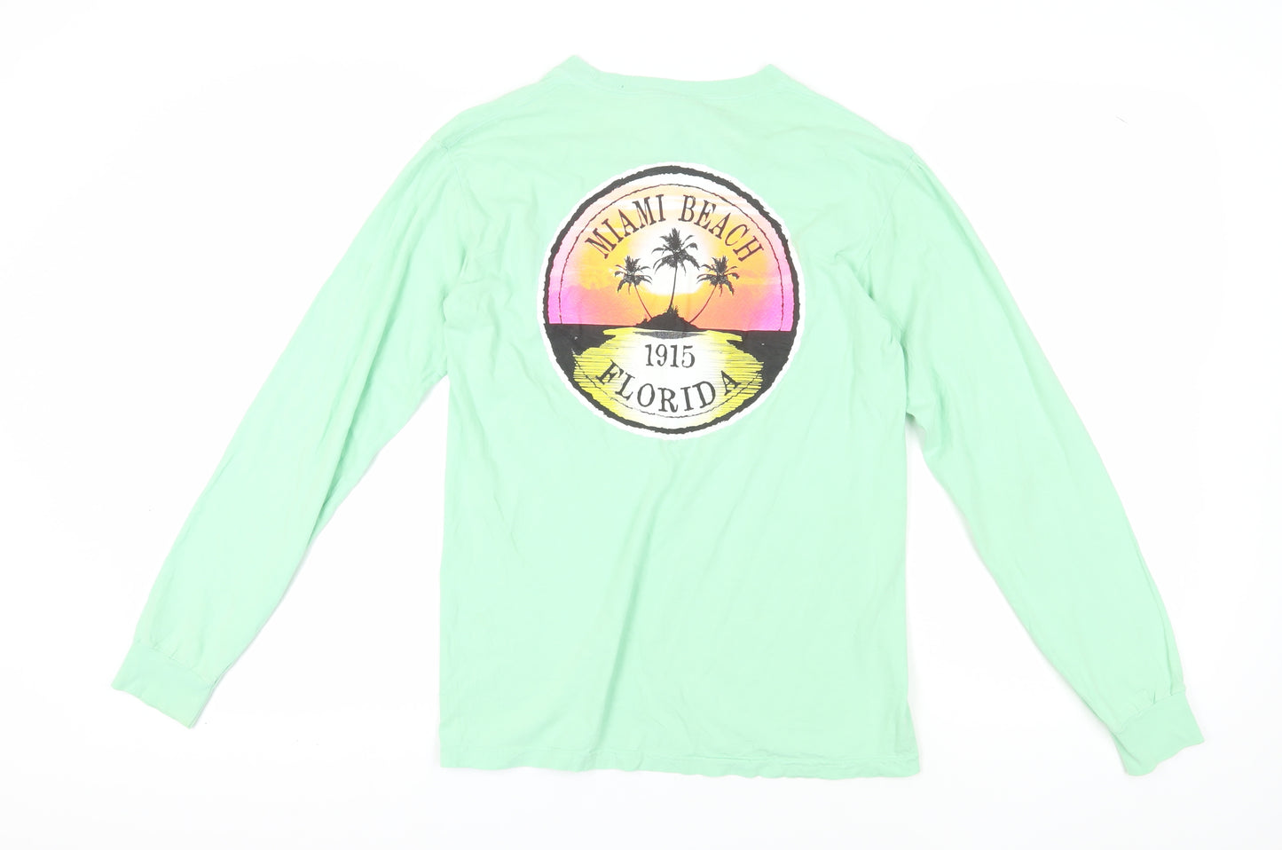 Comfort Colors Men's Green Long Sleeve Beach T-Shirt - Small