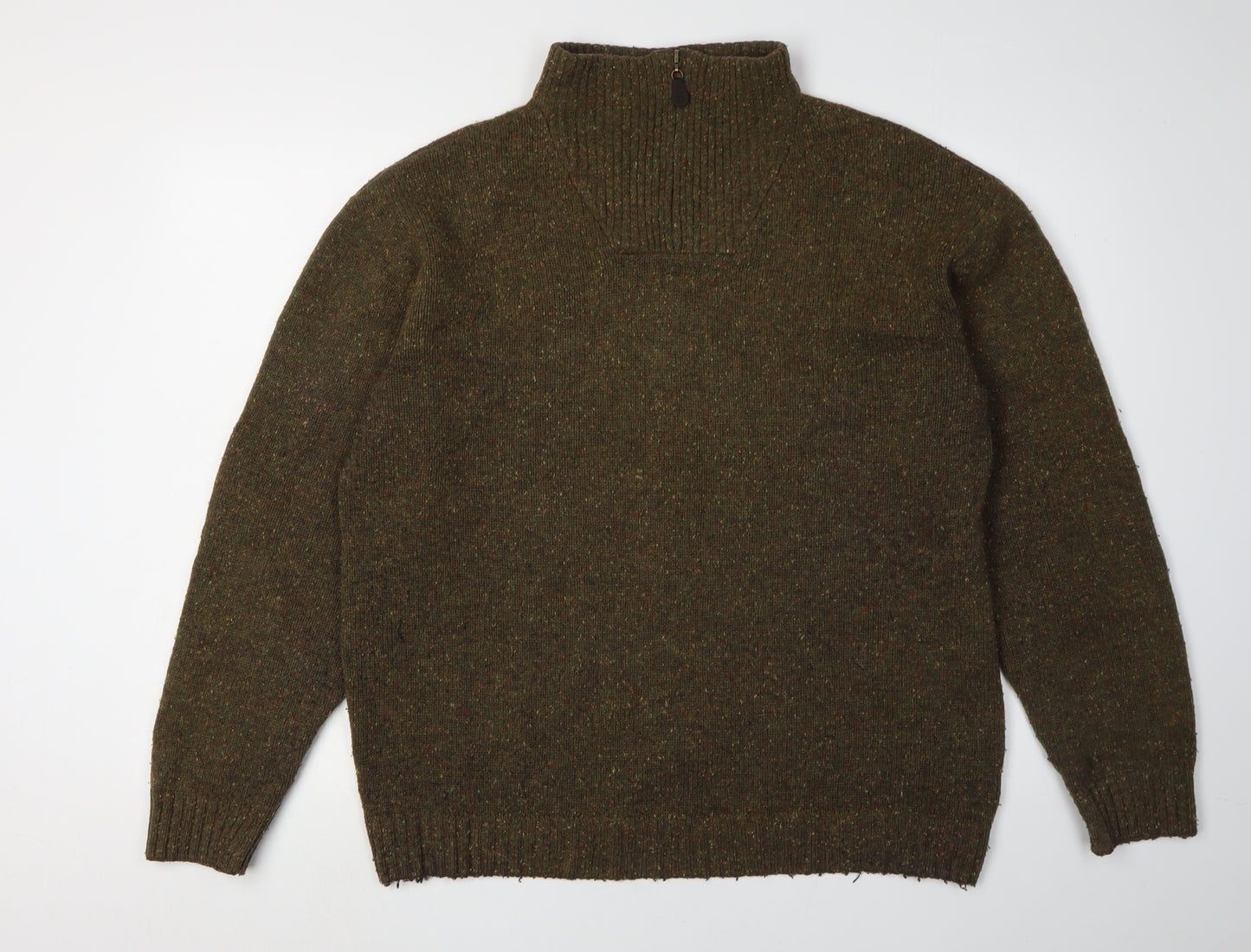 Brook Taverner Men's Green Wool Pullover Jumper XL