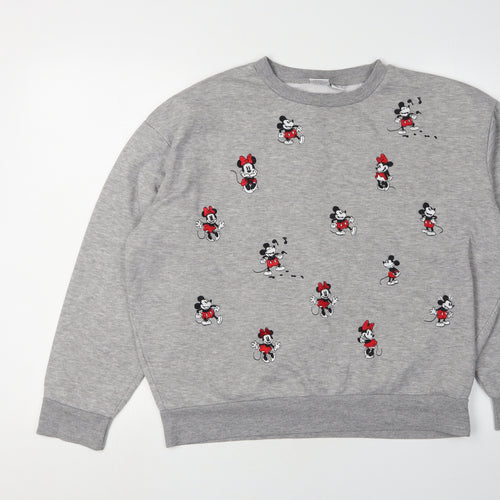 Disney Women's Grey Mickey & Minnie Sweatshirt M