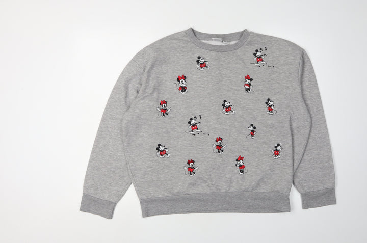 Disney Women's Grey Mickey & Minnie Sweatshirt M