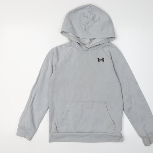 Under Armour Boys Grey Pullover Hoodie Size M with Logo