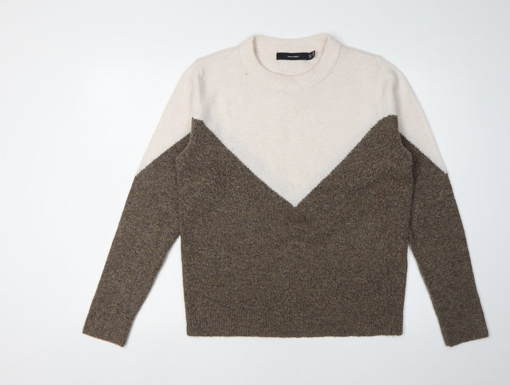 Vero Moda Women's Beige Brown Geometric Pullover Jumper