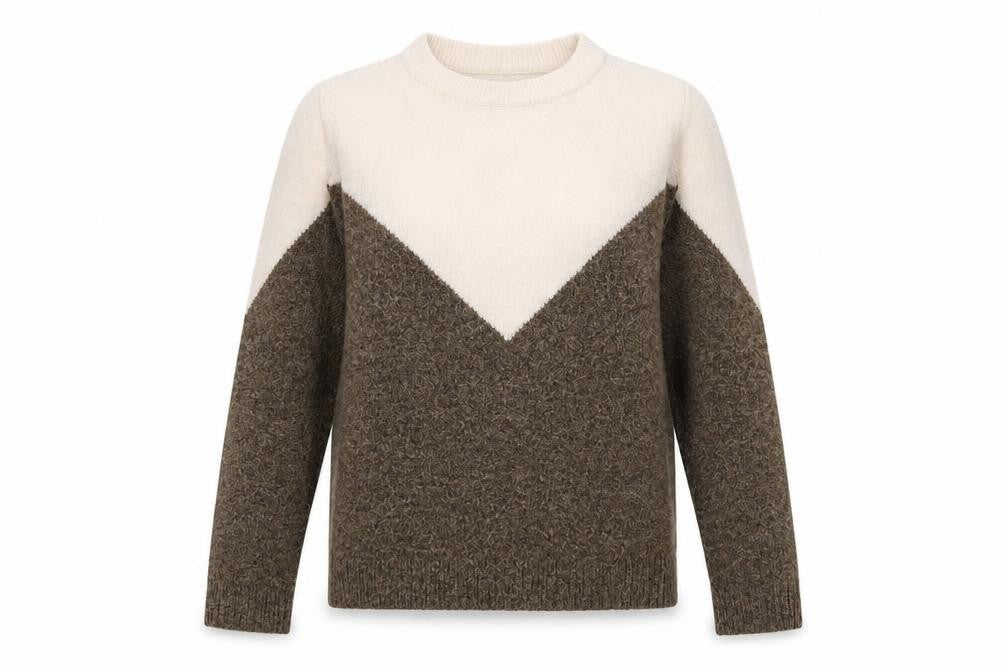 Front view of Vero Moda Women's Beige Brown Geometric jumper
