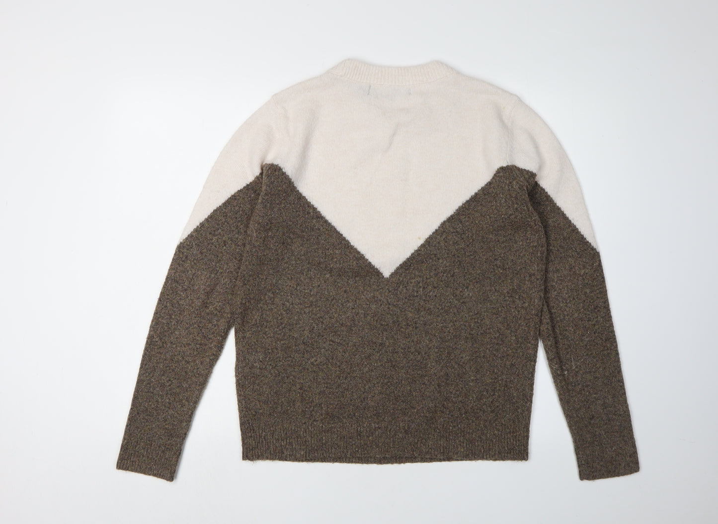 Vero Moda Women's Beige Brown Geometric Pullover Jumper