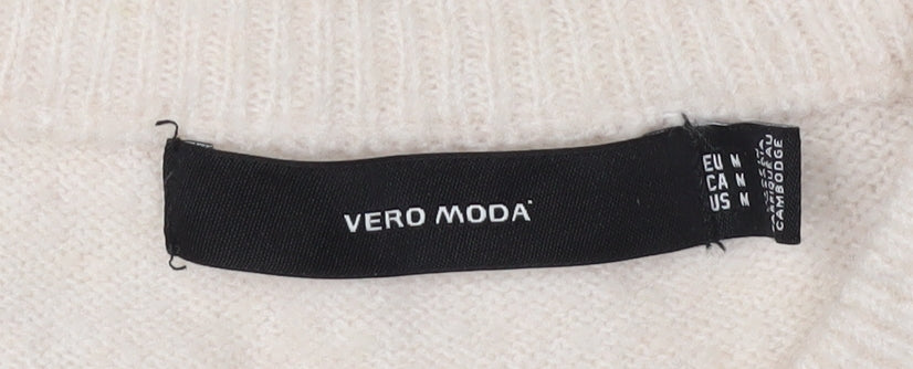 Vero Moda Women's Beige Brown Geometric Pullover Jumper