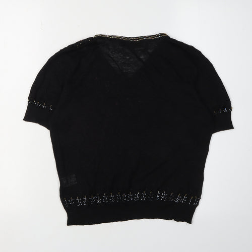 Edina Ronay Women's Black Embroidered Pullover Jumper L