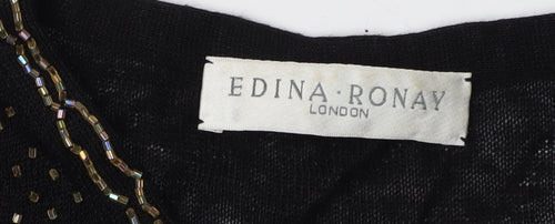 Edina Ronay Women's Black Embroidered Pullover Jumper L