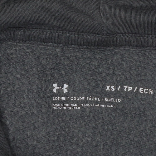 Under Armour Boys Grey Pullover Hoodie XS - Stylish and Cozy