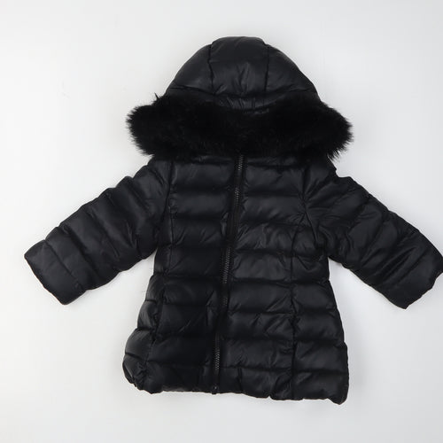 Benetton Girls Black Puffer Jacket 1-2 Years