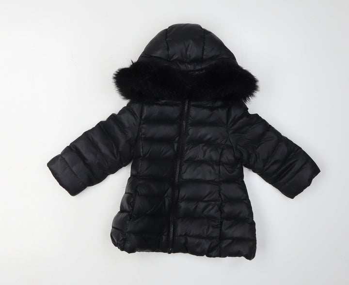 Benetton Girls Black Puffer Jacket 1-2 Years