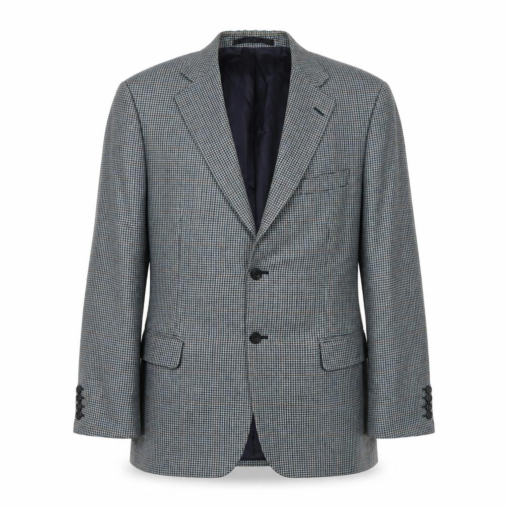 Front view of Marks & Spencer Men's Blue Check Wool Blazer 40R
