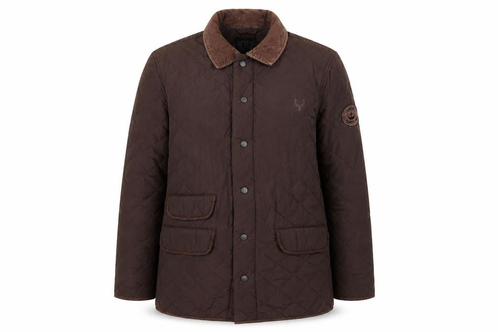 Front view of DC Denim Women's Brown Quilted Jacket - M, Casual Classic
