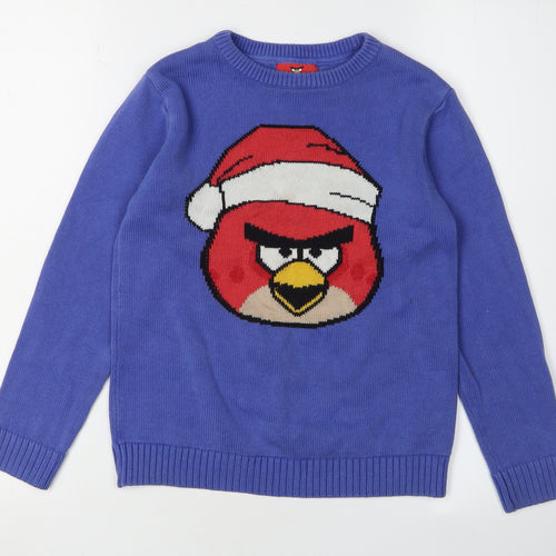 Marks and Spencer Boys Blue Angry Birds Christmas Jumper 9-10 Years