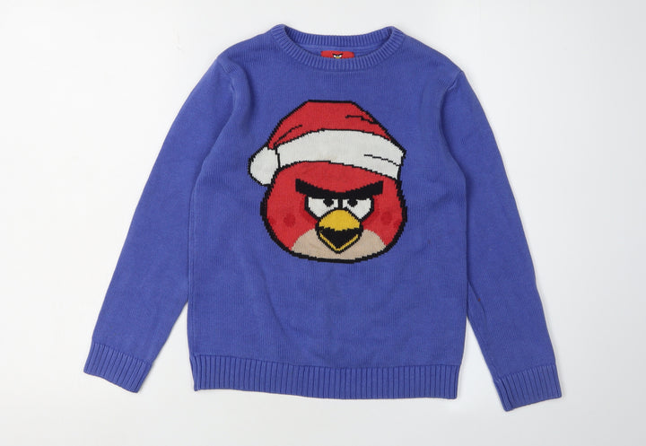 Marks and Spencer Boys Blue Angry Birds Christmas Jumper 9-10 Years
