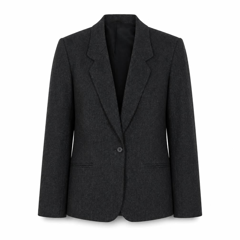 Front view of St Michael Women's Grey Blazer, size 10, Classic Wool