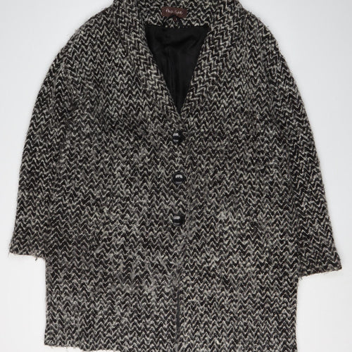 Phase Eight Women's Black Geometric Button Coat Size 16