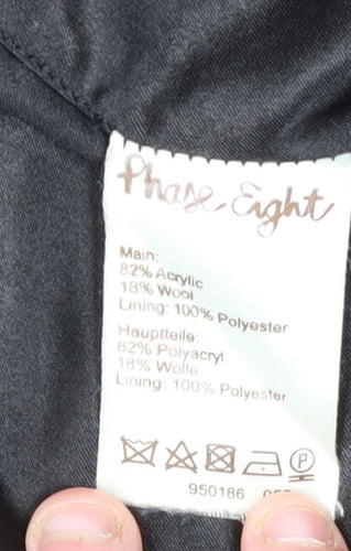Phase Eight Women's Black Geometric Button Coat Size 16
