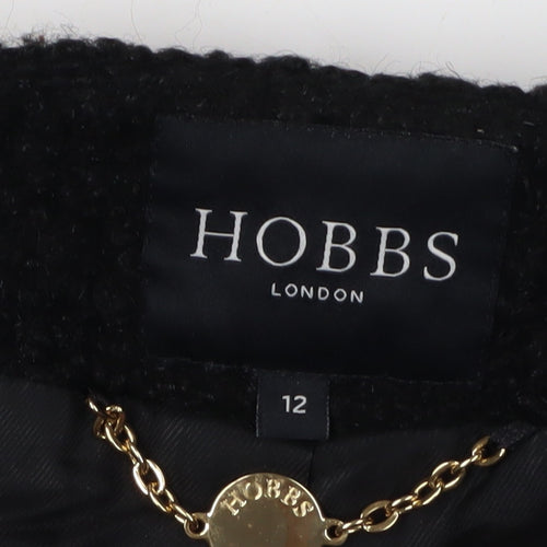 Hobbs Women's Black Wool Overcoat Size 12