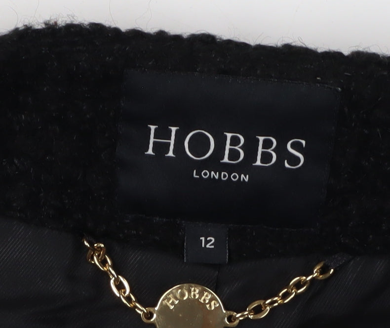 Hobbs Women's Black Wool Overcoat Size 12