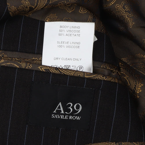 A39 Savile Row Men's Black Pinstripe Blazer Size 38L