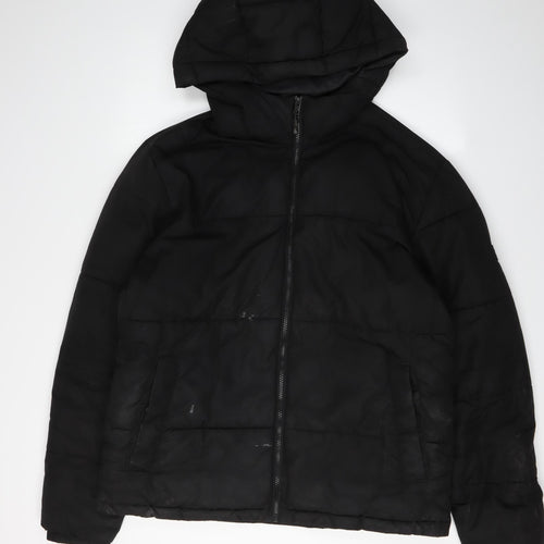 Jack & Jones Men's Black XL Hooded Puffer Jacket