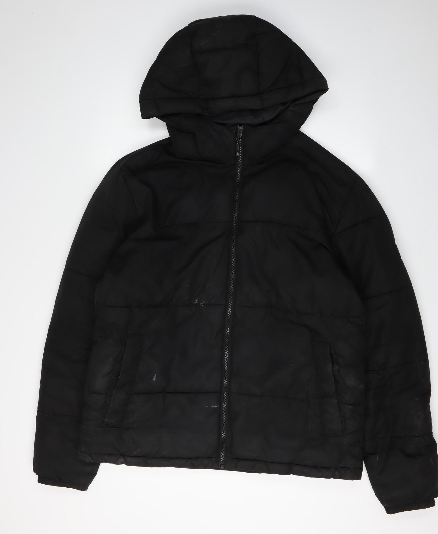 Jack & Jones Men's Black XL Hooded Puffer Jacket