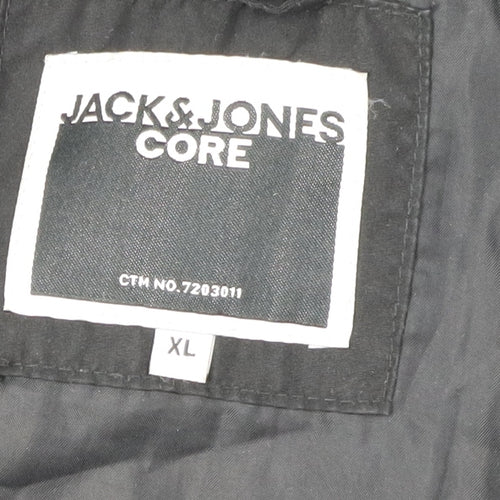 Jack & Jones Men's Black XL Hooded Puffer Jacket