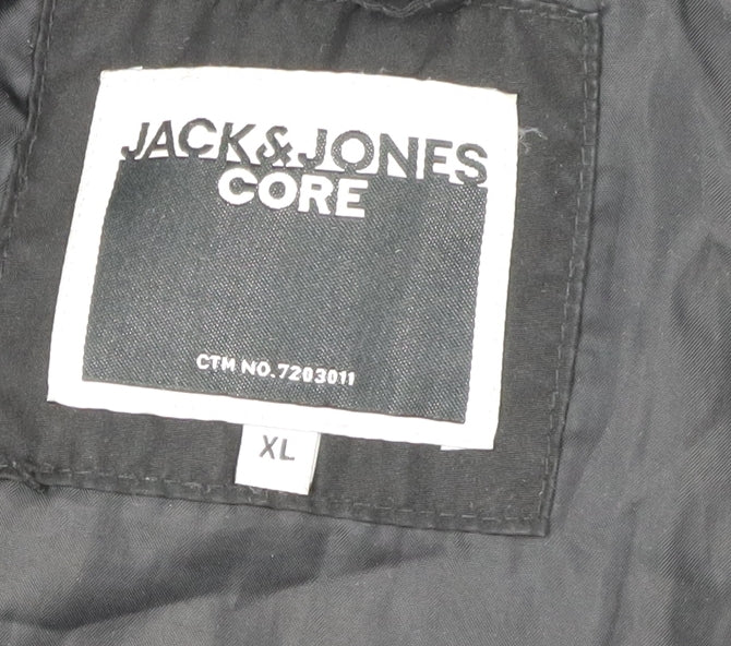 Jack & Jones Men's Black XL Hooded Puffer Jacket