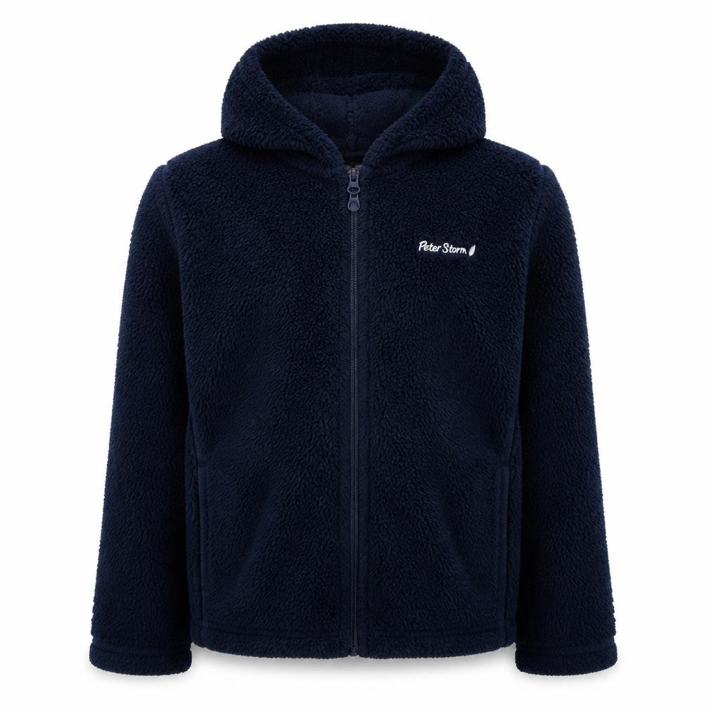 Front view of Peter Storm boys’ blue hooded jacket 13y full zip