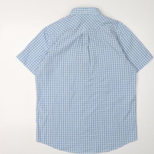 Ben Sherman Men's Blue Check Short Sleeve Shirt L