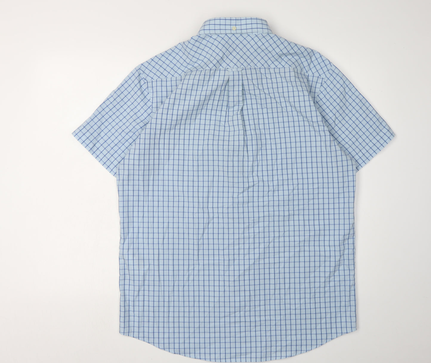 Ben Sherman Men's Blue Check Short Sleeve Shirt L
