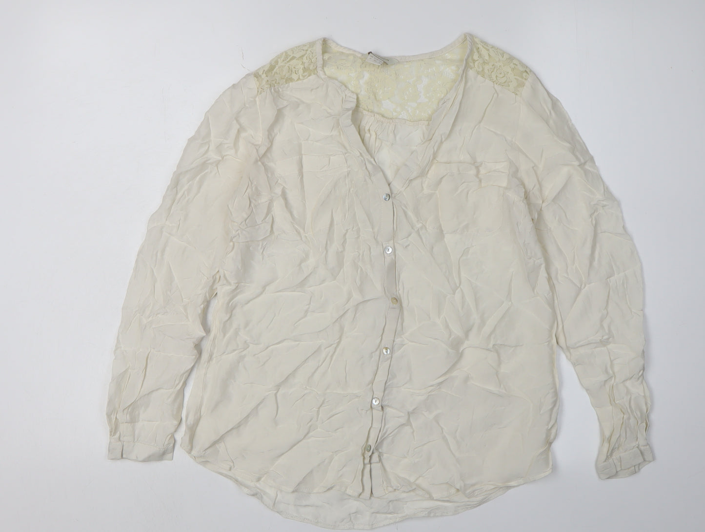 Monsoon Women's Ivory Lace V-Neck Blouse Size 8 Casual