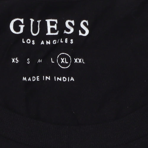 Guess Men's Black Graphic Print XL Crew T-Shirt
