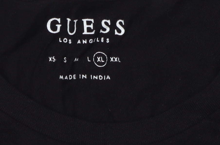 Guess Men's Black Graphic Print XL Crew T-Shirt