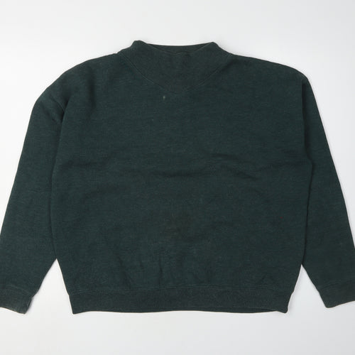 Jack Wills Women's Green V-Neck Pullover Sweatshirt
