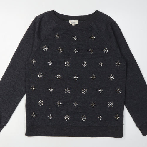Linea Women's Black Embroidered Pullover Sweatshirt Size 10