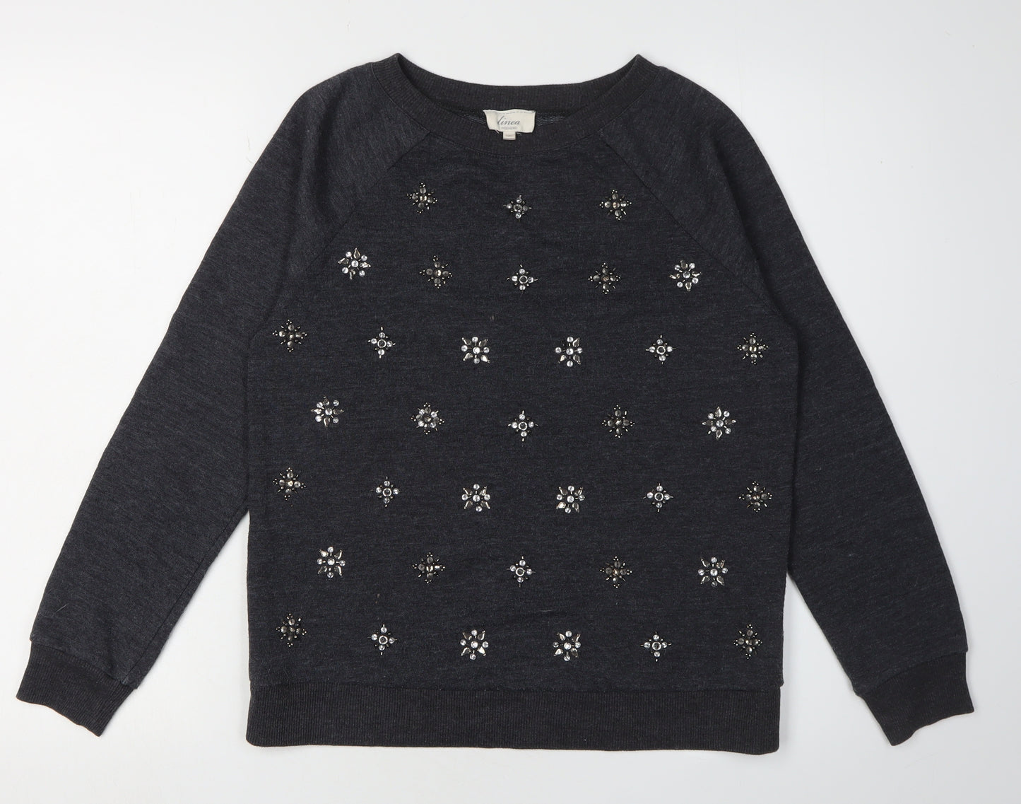 Linea Women's Black Embroidered Pullover Sweatshirt Size 10