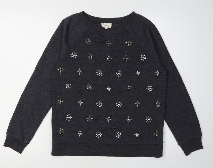 Linea Women's Black Embroidered Pullover Sweatshirt Size 10