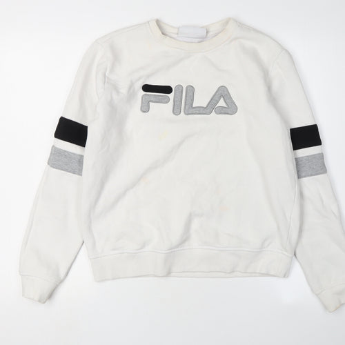 Fila Unisex Adults White Pullover Sweatshirt Size S