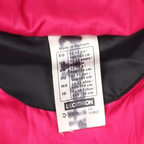Decathlon Girls Black Puffer Jacket 12-13 Years