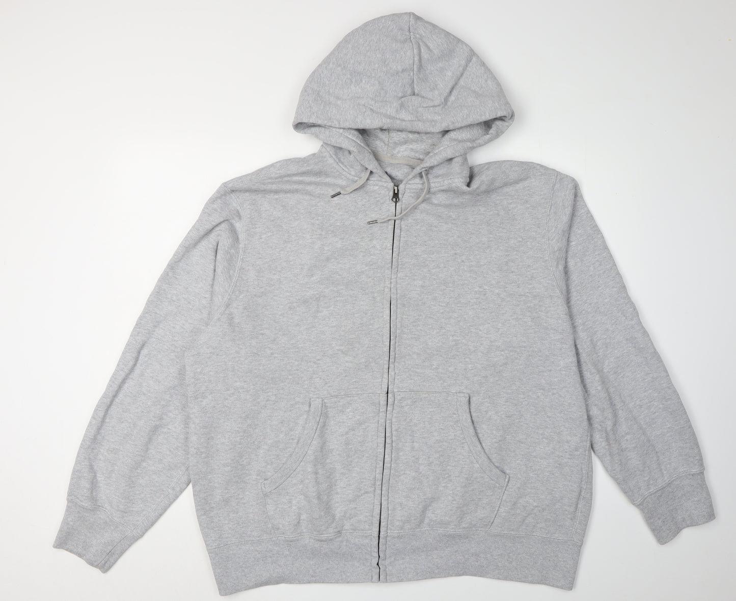 Uniqlo Men's Grey Full Zip Hoodie 2XL