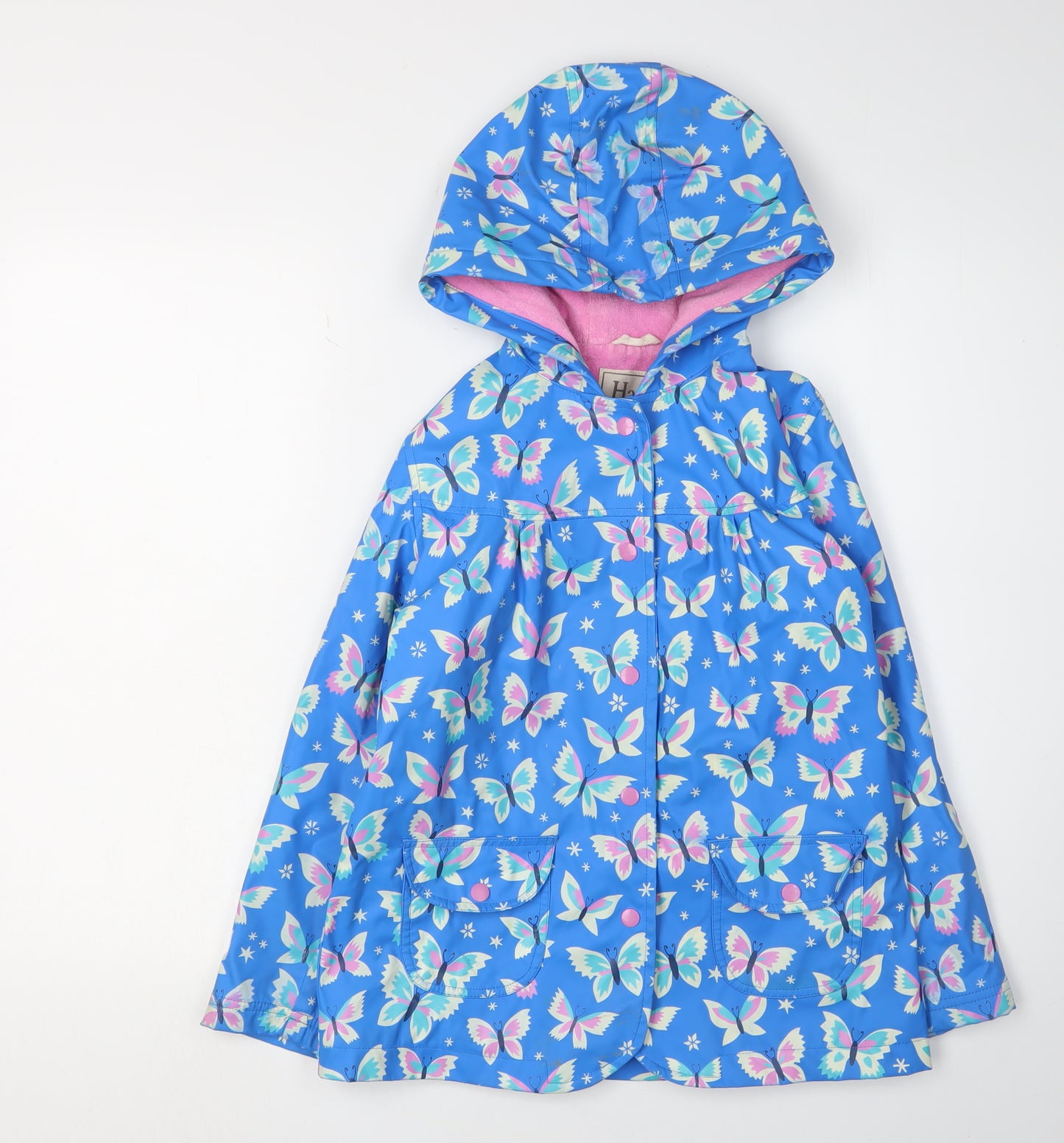 Hatley Girls Blue Butterfly Rain Coat, 8 Years
