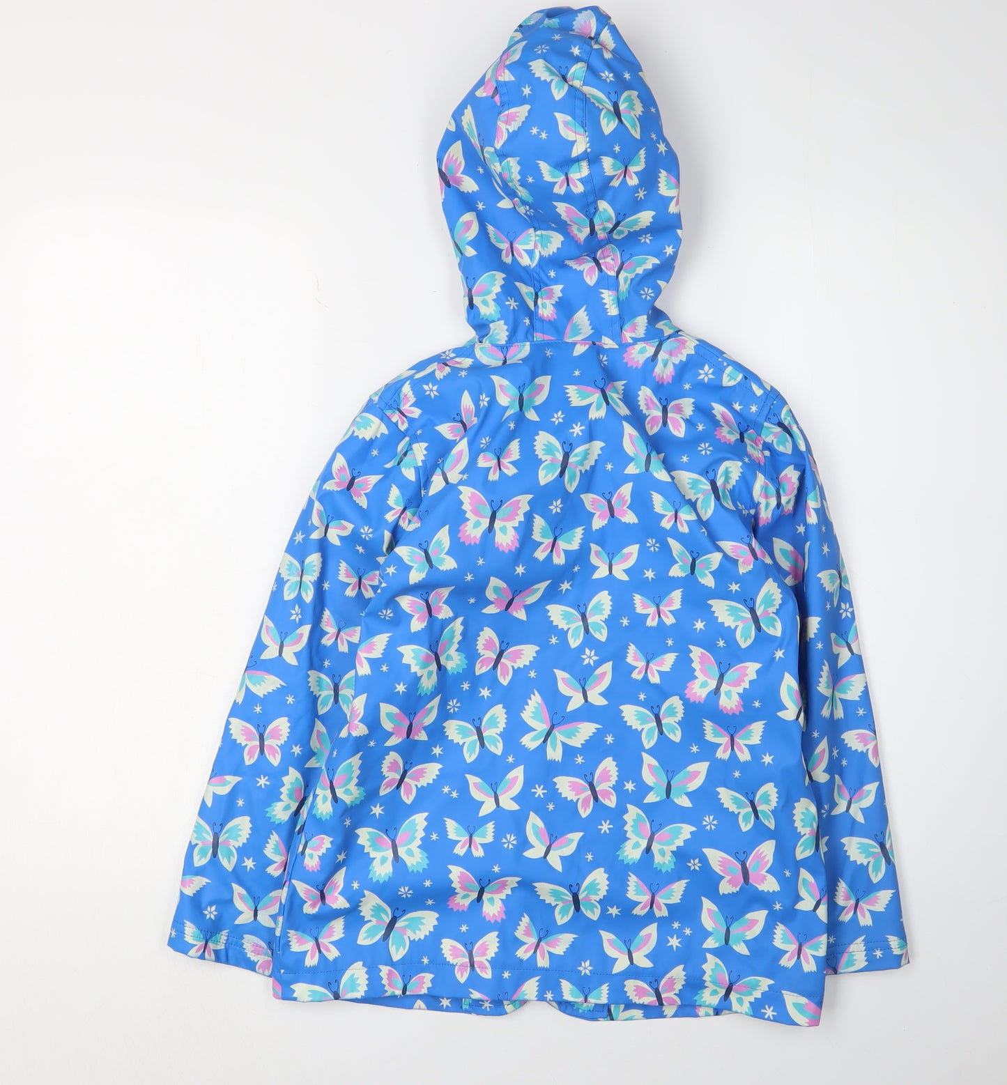 Hatley Girls Blue Butterfly Rain Coat, 8 Years