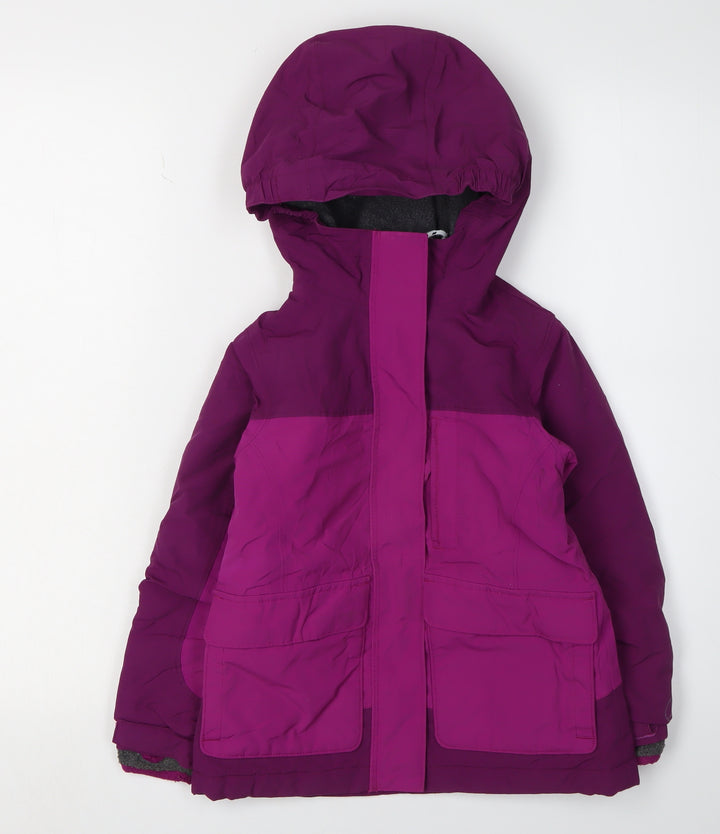 Lands' End Girls Purple Parka Coat 4-5 Years, Hooded Insulated