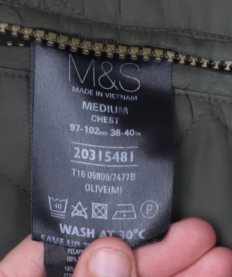 Marks and Spencer Men's Green Quilted Jacket M